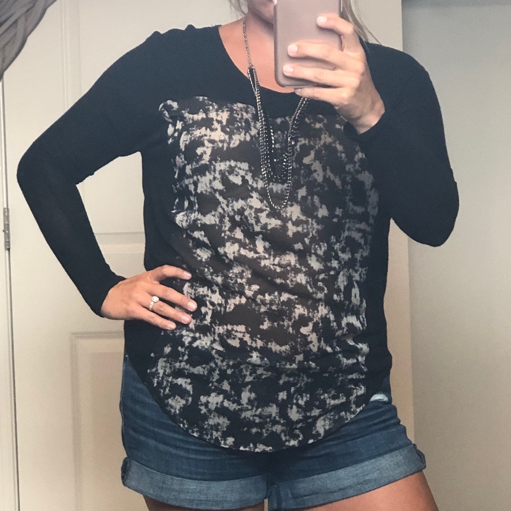 Lush mixed media long sleeved blouse